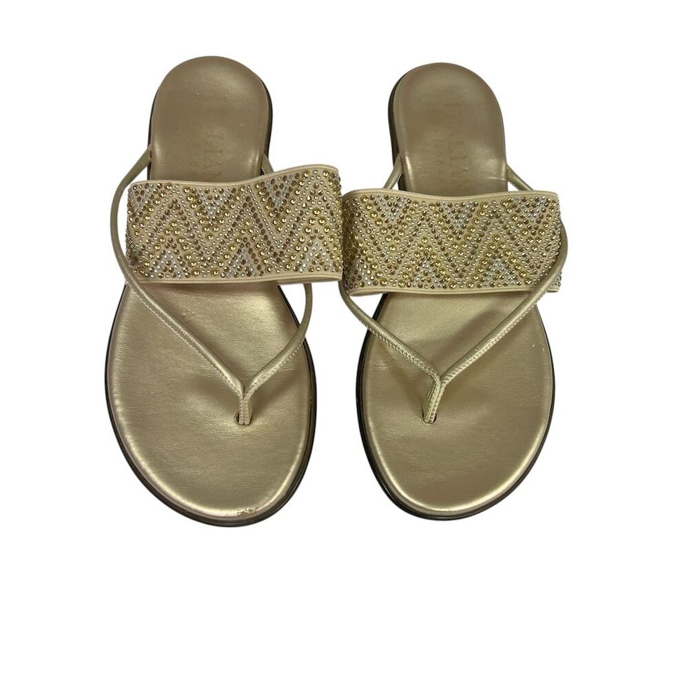 Italian Shoemakers Women's Gold Embellished Slide Sandals Size 8